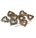 2 Hole Slider Beads (8 pc) Mixed Metal Heart Beads Spacer Beads Bracelet Beads 4 hole beads Jewelry Making Beads 223-N1